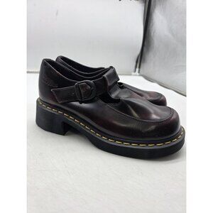 Dr. Martens Mary Jane Shoes Womens Size 8 Burgundy Platform Leather 13282 UK 6